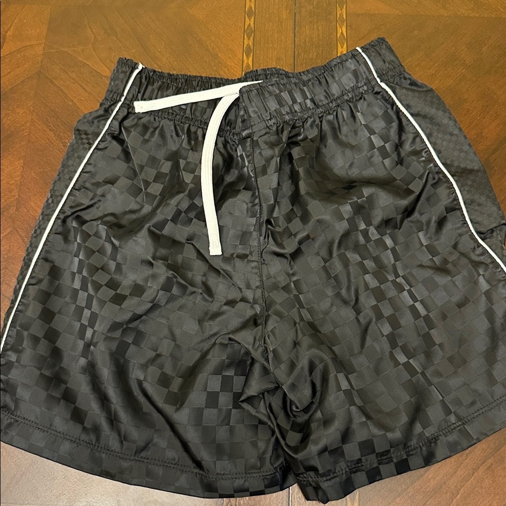 Black Checkered Soccer Athletic Shorts